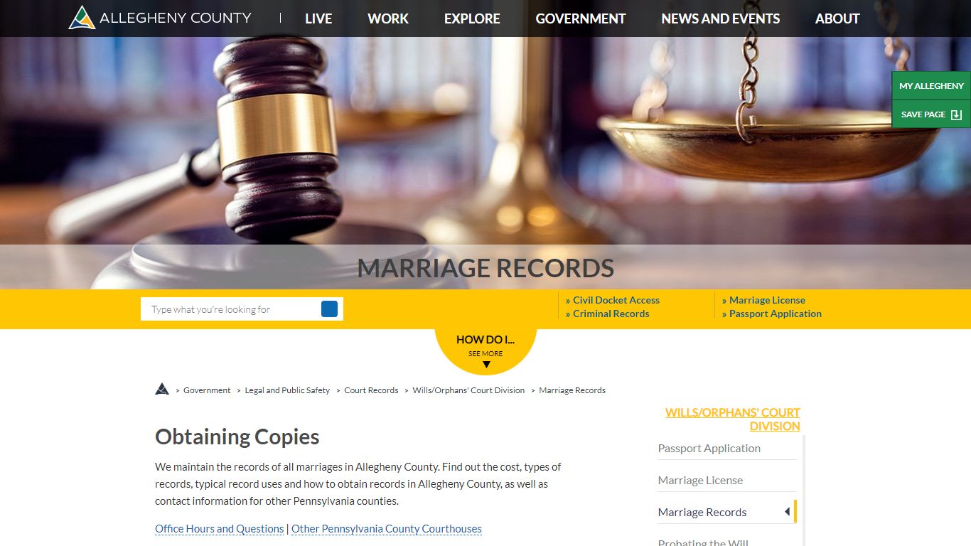 Marriage | Obtaining Records - Allegheny County, Pennsylvania